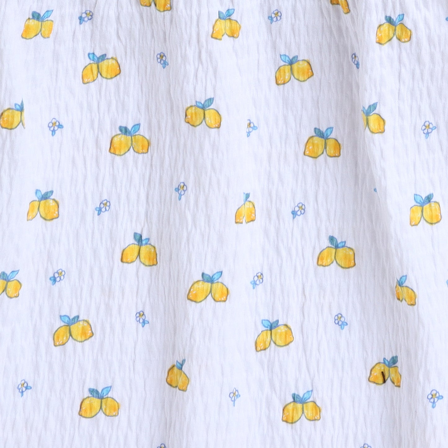 Girls White Cotton Frock with Lemon Print