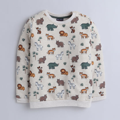 Unisex Kids Safari Animal Print Sweatshirt – Beige