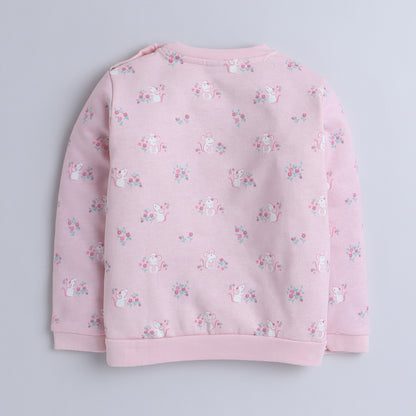 Unisex Kids Mouse & Floral Print Sweatshirt – Pink