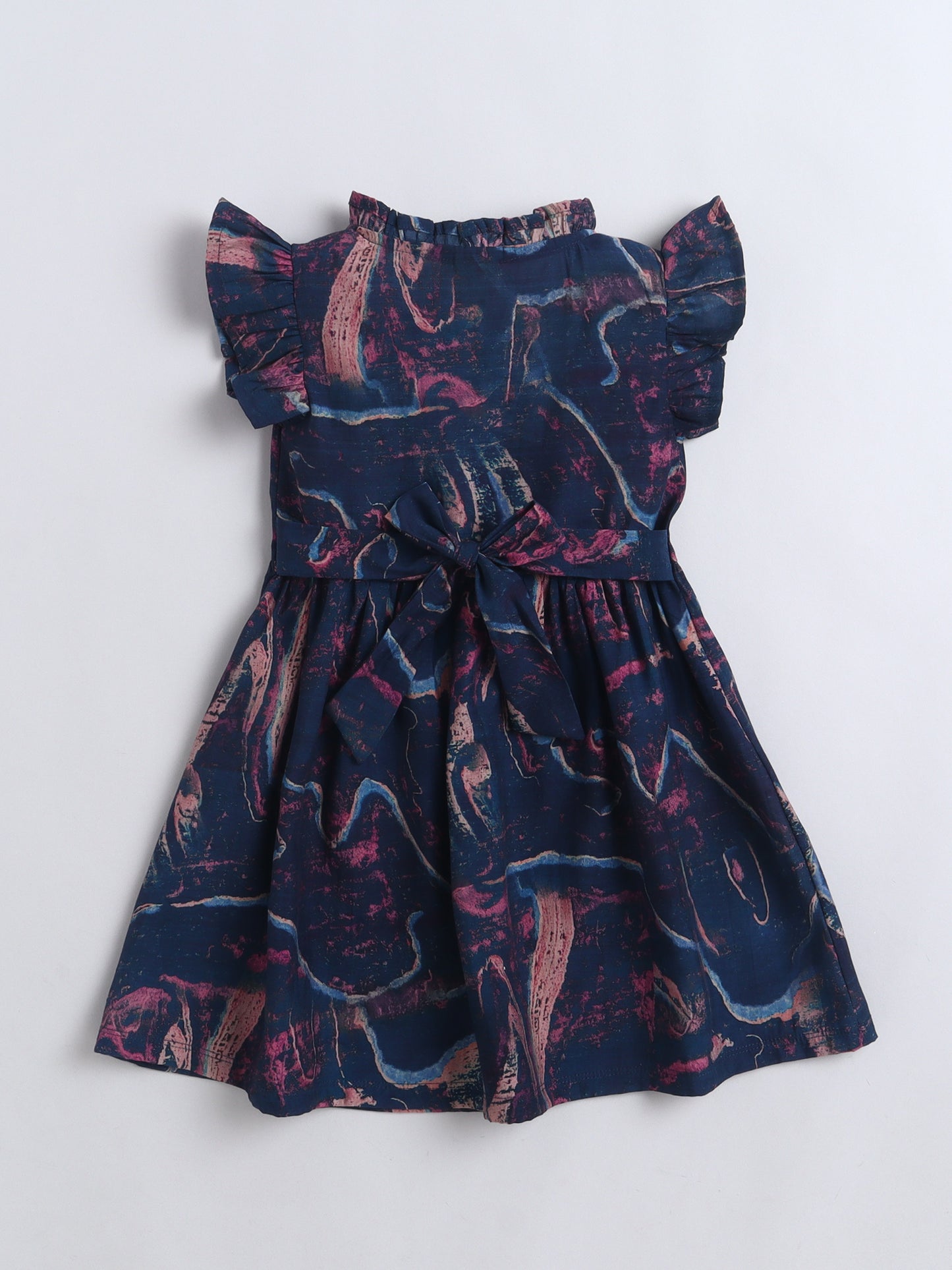 Girls Printed Woven Frock- Purple