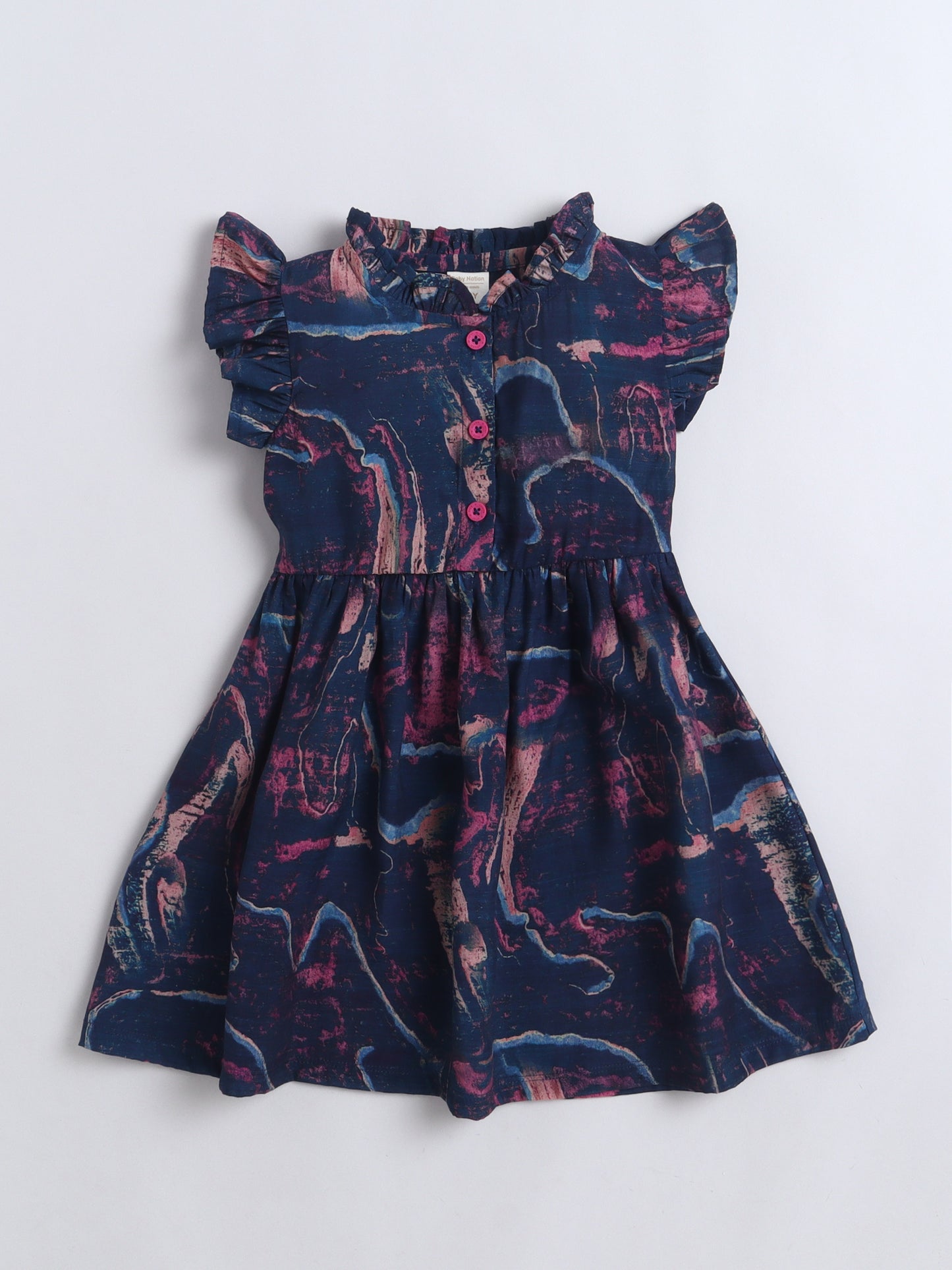 Girls Printed Woven Frock- Purple