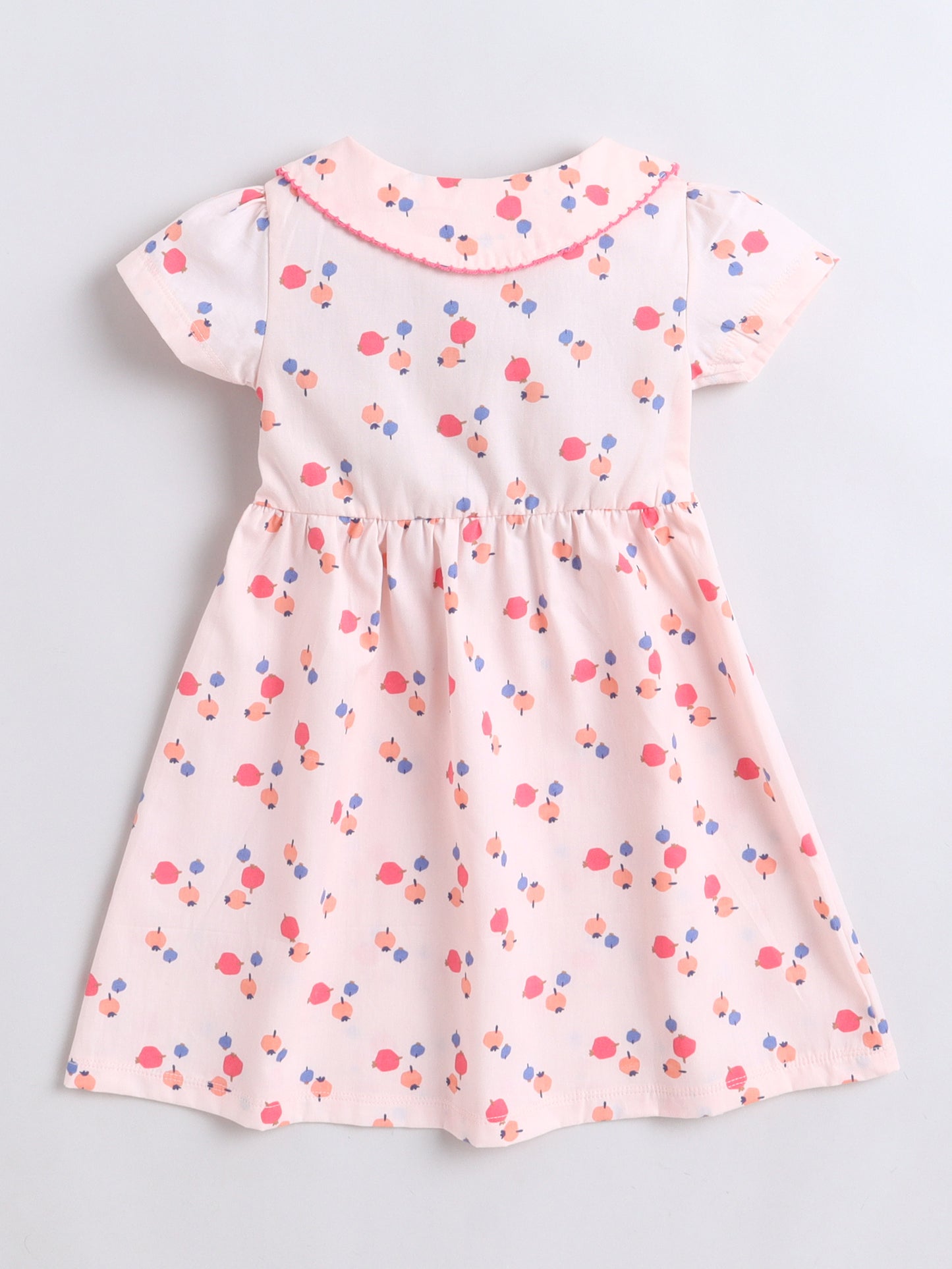 Girls Peter Pan Collar Woven Frock- Pink