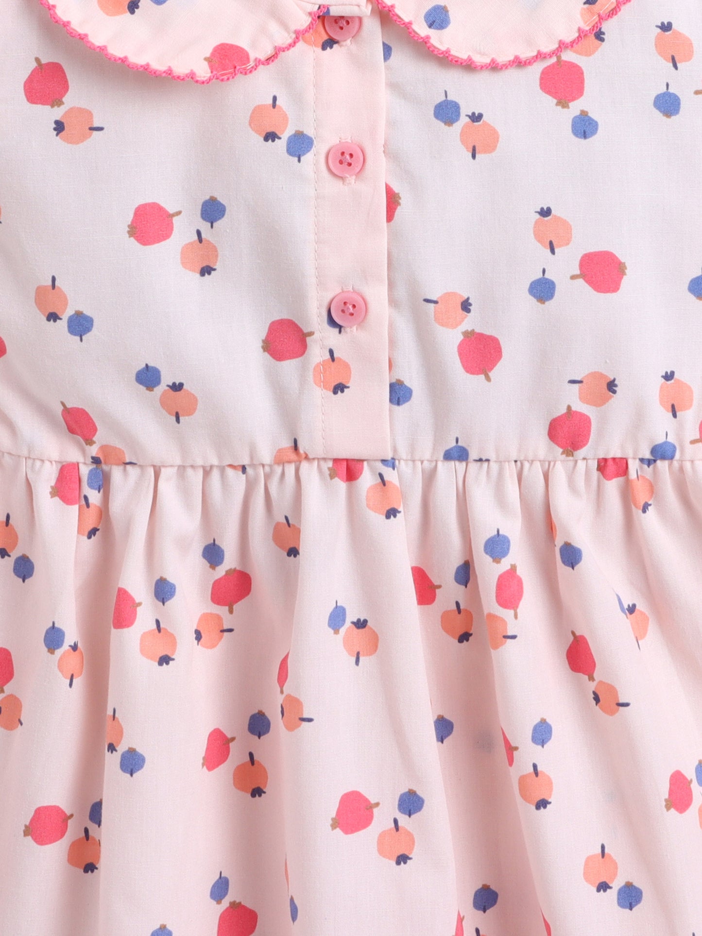 Girls Peter Pan Collar Woven Frock- Pink