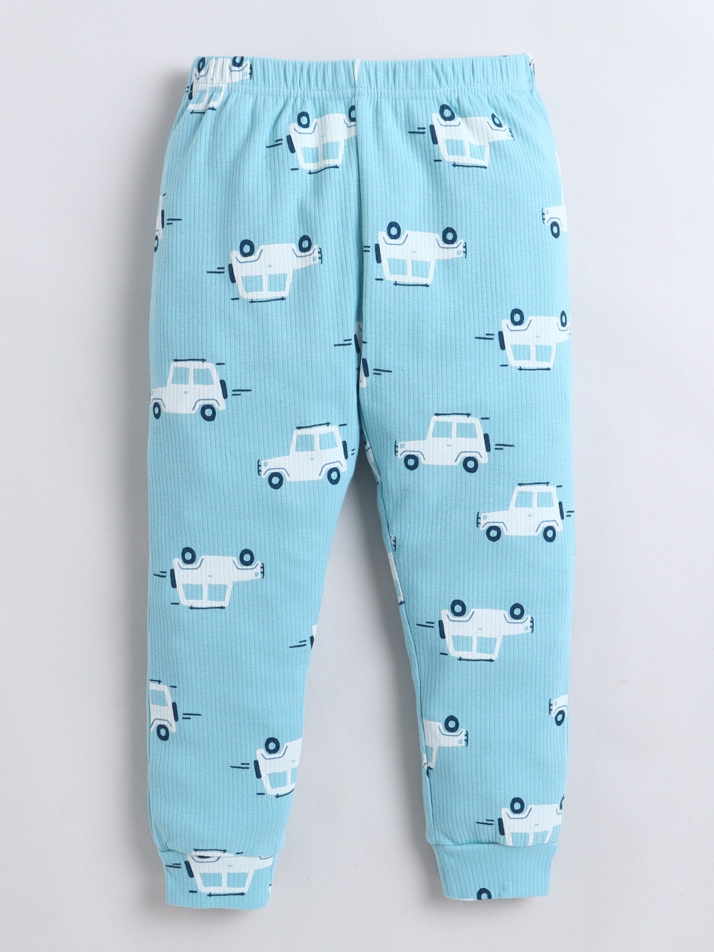 Baby Nation Kids Printed Cotton Night Suit Set - Blue Car AOP