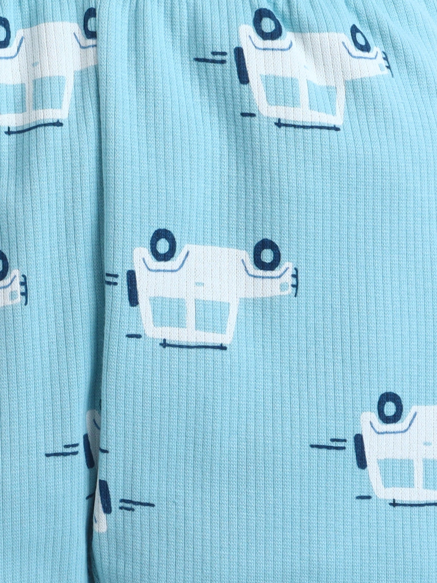 Baby Nation Kids Printed Cotton Night Suit Set - Blue Car AOP