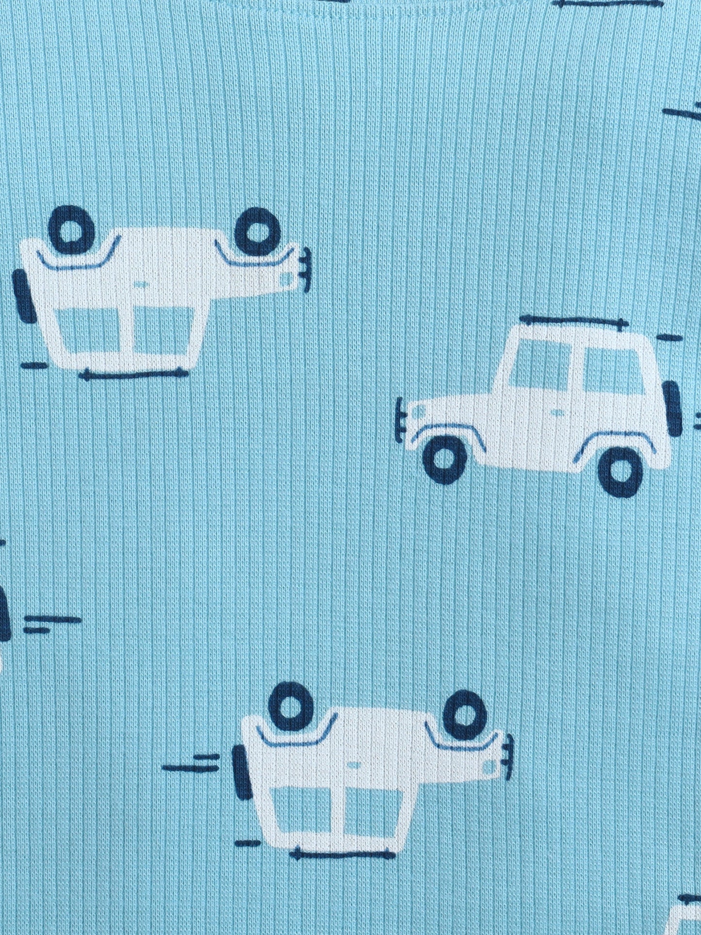 Baby Nation Kids Printed Cotton Night Suit Set - Blue Car AOP