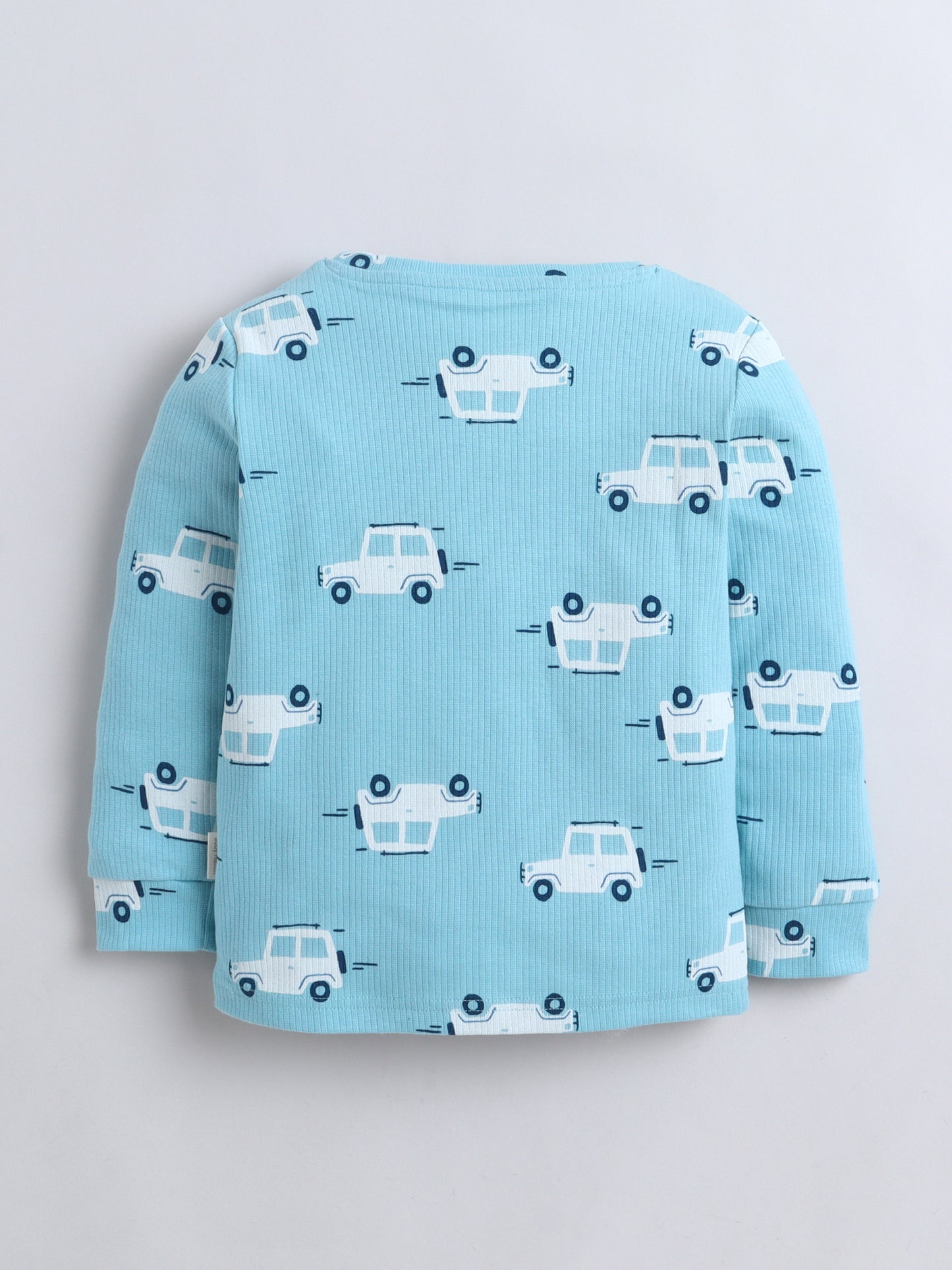 Baby Nation Kids Printed Cotton Night Suit Set - Blue Car AOP