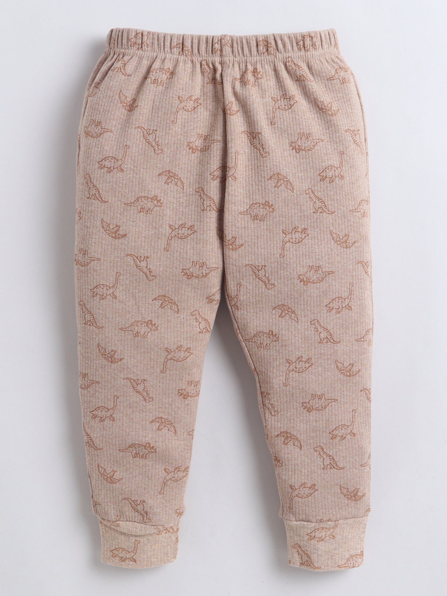 Baby Nation Kids Printed Cotton Night Suit Set - Brown Dino