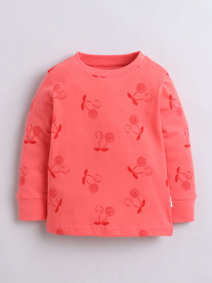 Baby Nation Kids Printed Cotton Night Suit Set - Orange AOP