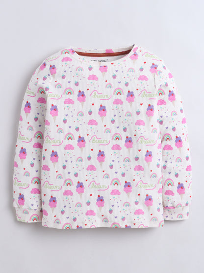 Baby Nation Kids Printed Cotton Night Suit Set - Ice Cream