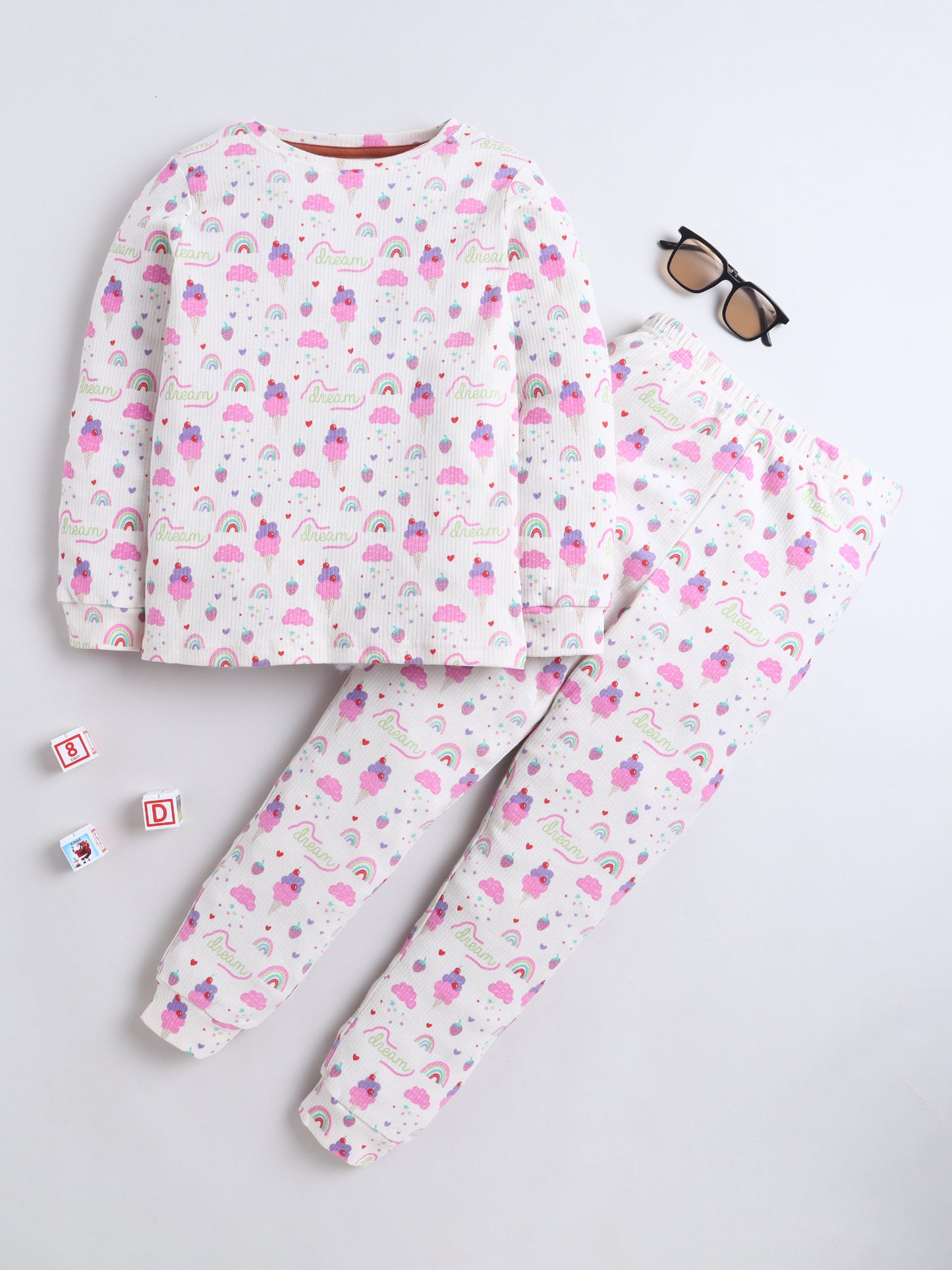Baby Nation Kids Printed Cotton Night Suit Set - Ice Cream