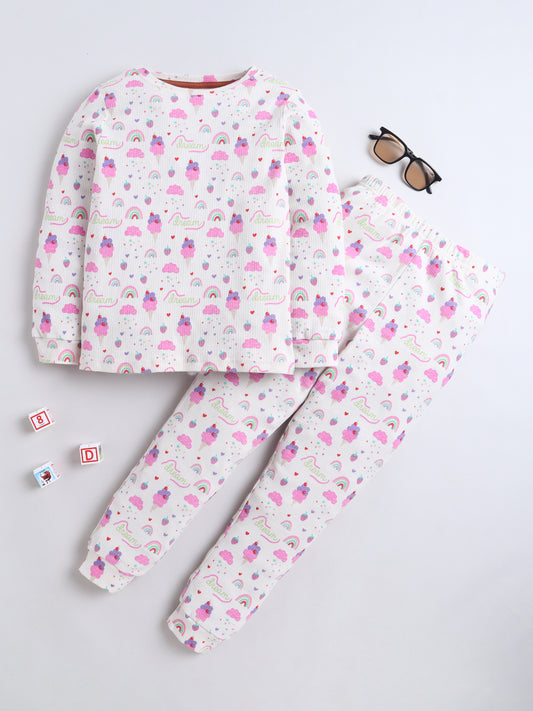 Baby Nation Kids Printed Cotton Night Suit Set - Ice Cream