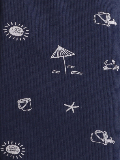 Baby Nation Kids Printed Cotton Night Suit Set - Navy Sea AOP