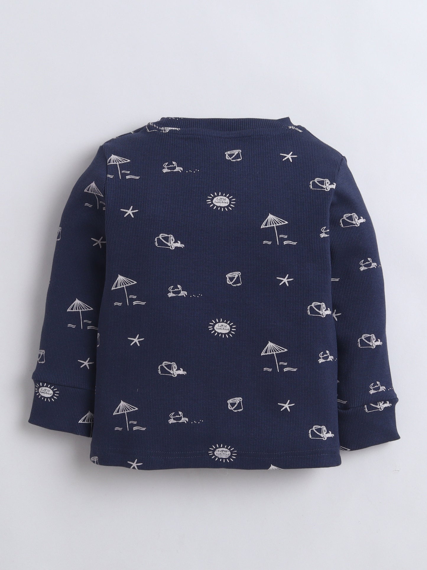Baby Nation Kids Printed Cotton Night Suit Set - Navy Sea AOP
