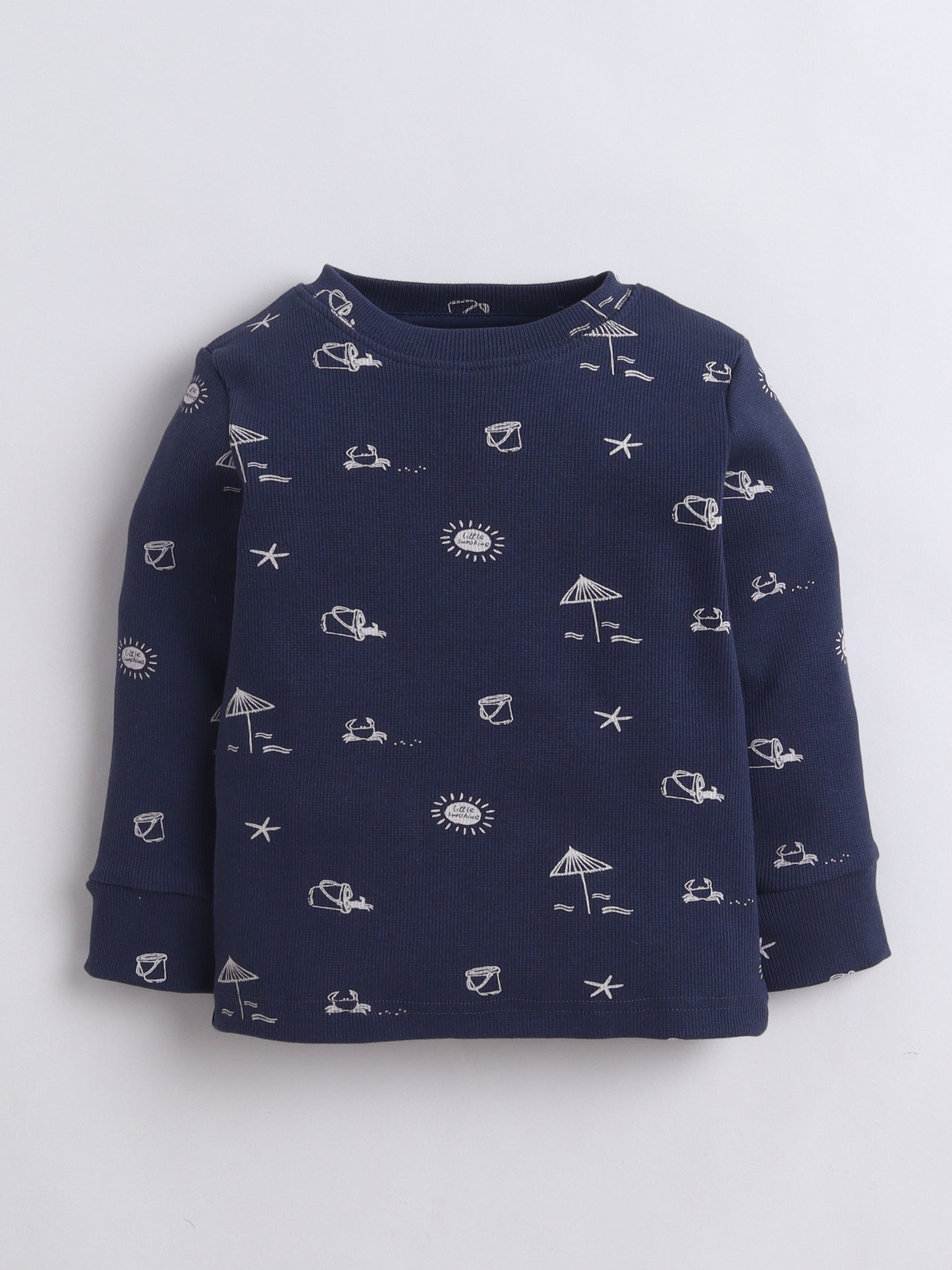 Baby Nation Kids Printed Cotton Night Suit Set - Navy Sea AOP
