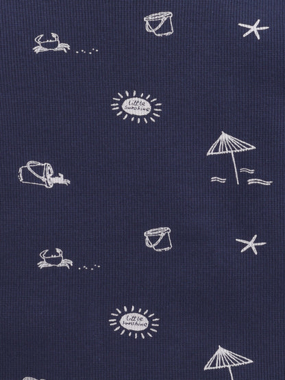 Baby Nation Kids Printed Cotton Night Suit Set - Navy Sea AOP