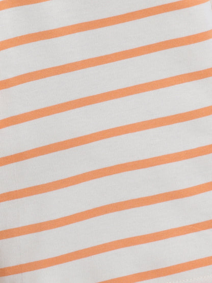 Baby Nation Cotton Knit Half Sleeve Coord Short Set - Orange Stripes