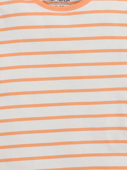 Baby Nation Cotton Knit Half Sleeve Coord Short Set - Orange Stripes