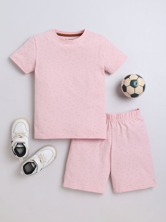 Baby Nation Cotton Knit Half Sleeve Coord Short Set - Pink Dot