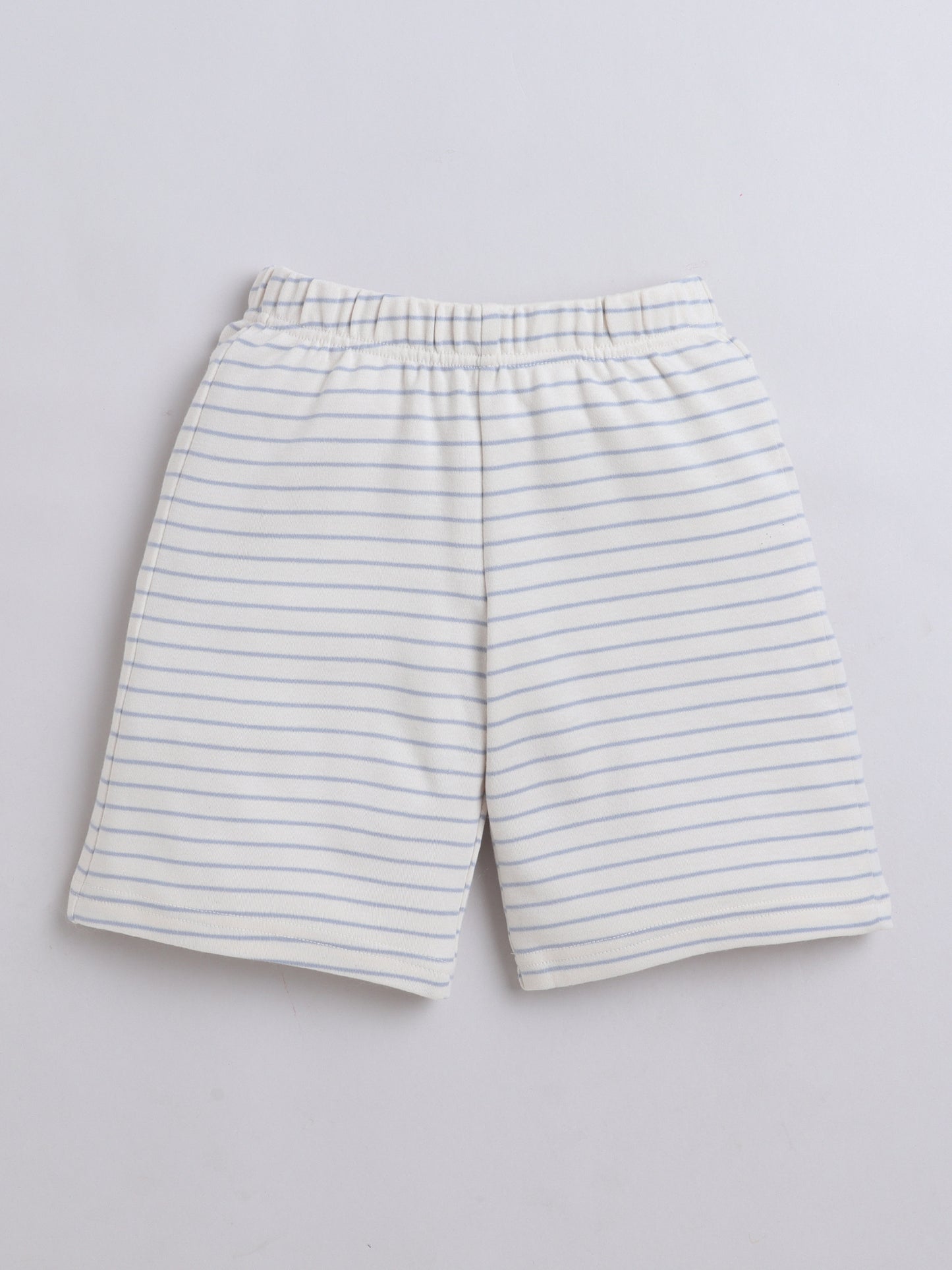 Baby Nation Cotton Knit Half Sleeve Coord Short Set - Light Blue Stripes