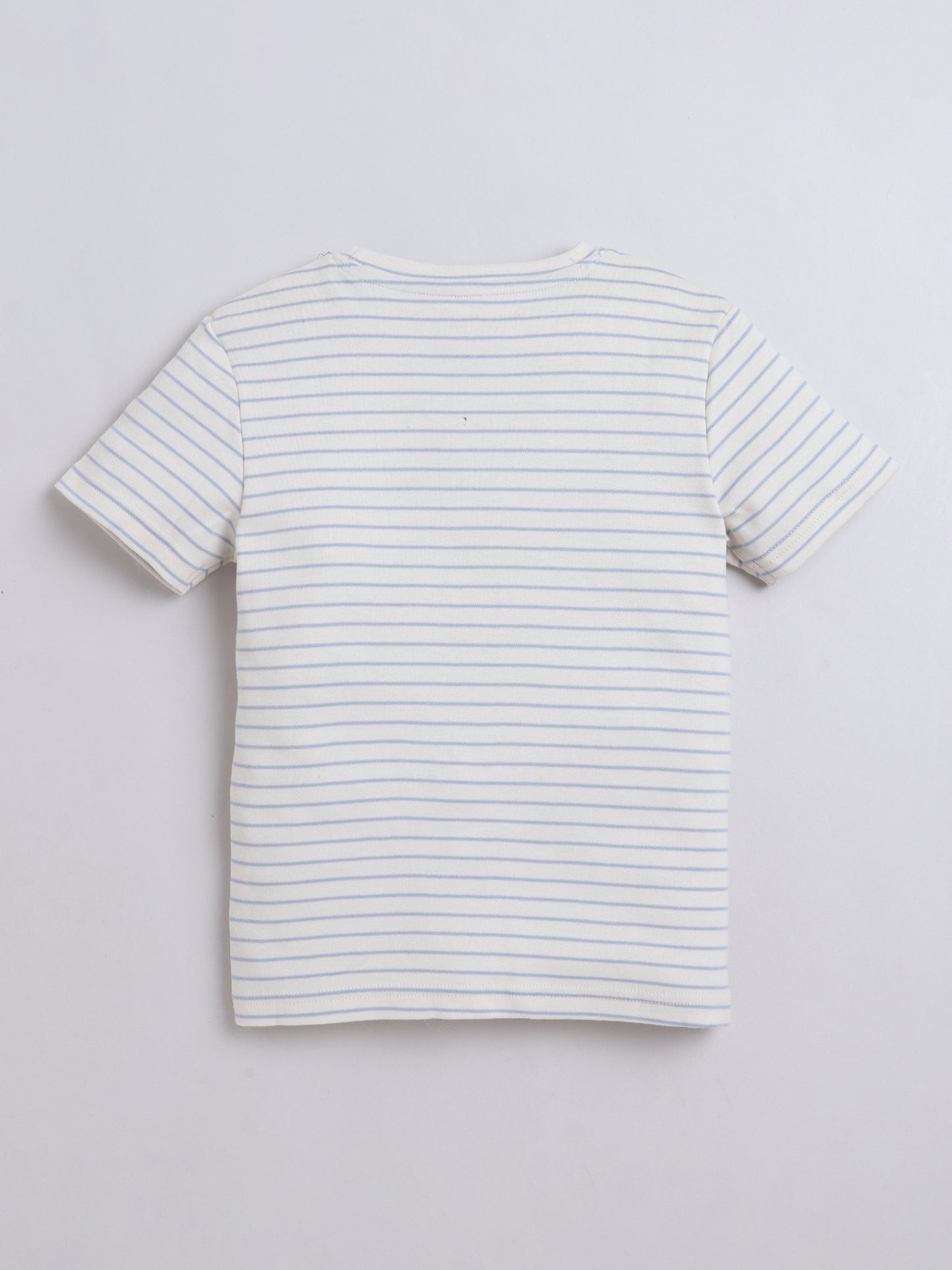 Baby Nation Cotton Knit Half Sleeve Coord Short Set - Light Blue Stripes