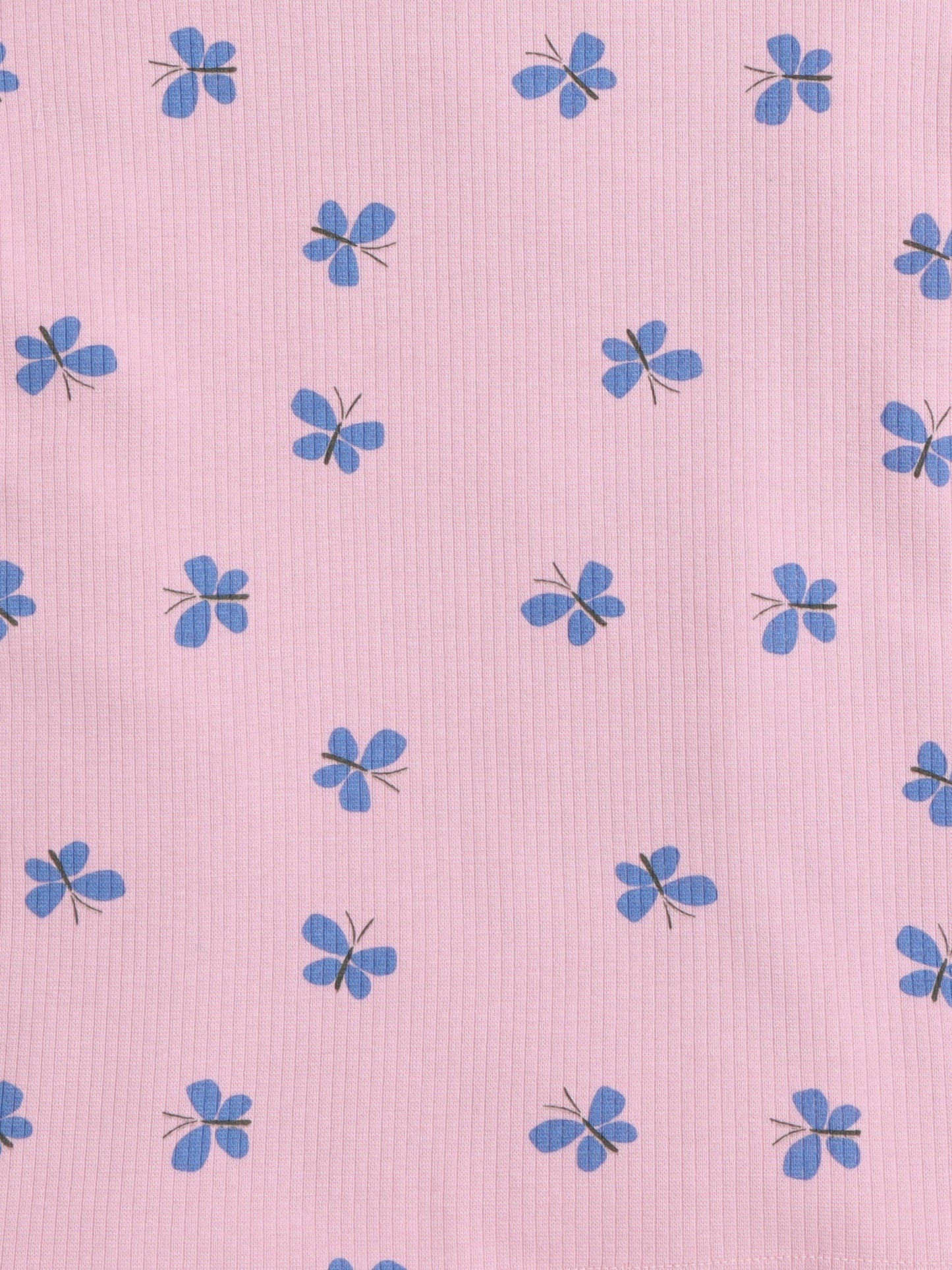 Baby Nation Cotton Knit Half Sleeves Butterfly Printed T-Shirt - Pink