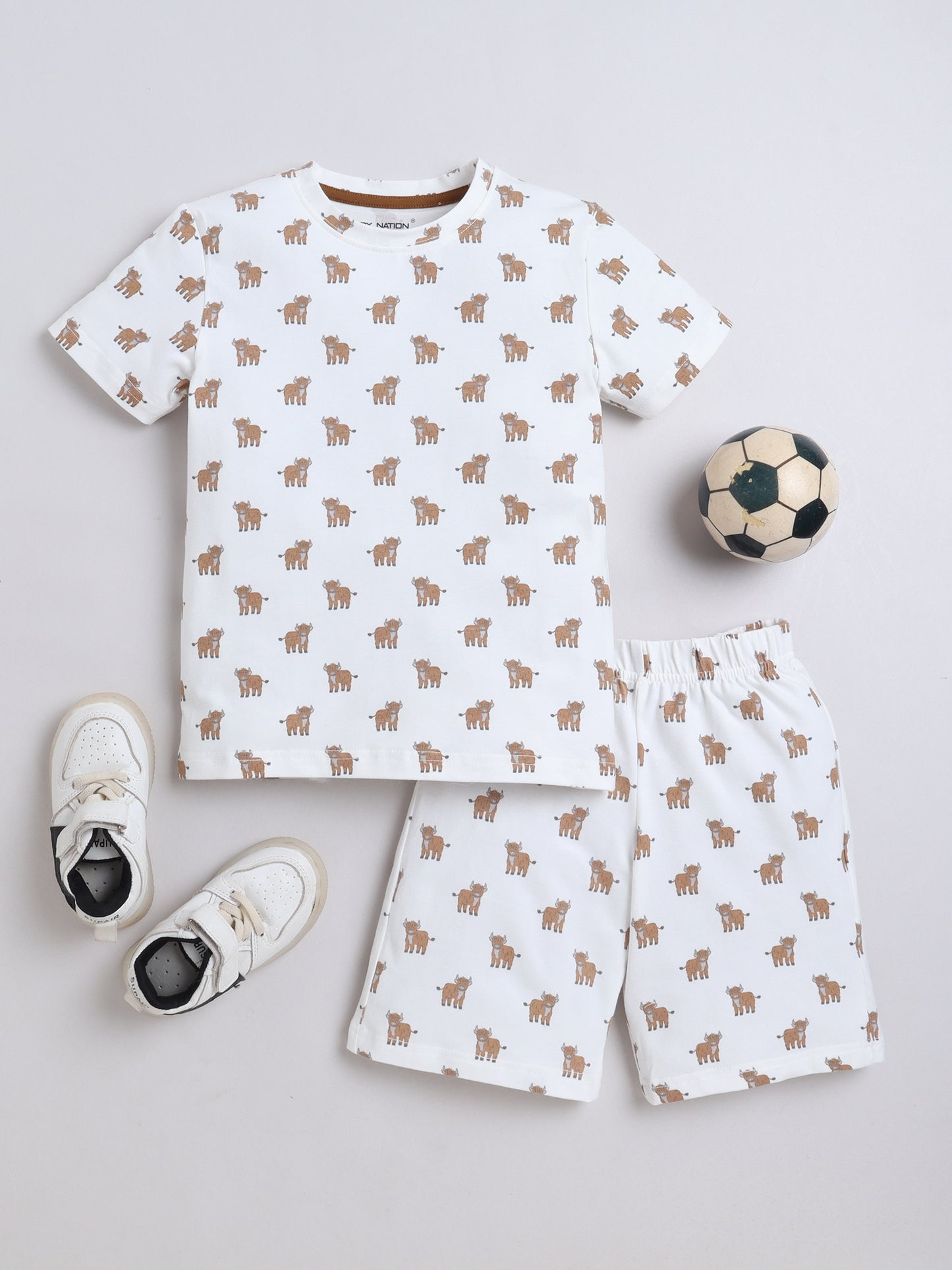 Baby Nation Cotton Knit Half Sleeve Coord Short Set - Yalk
