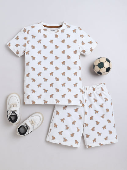 Baby Nation Cotton Knit Half Sleeve Coord Short Set - Yalk