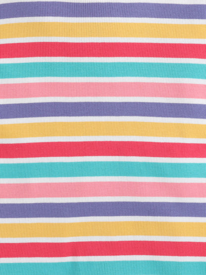 Baby Nation Cotton Knit Half Sleeves Rainbow Striped T-Shirt - Multi Color