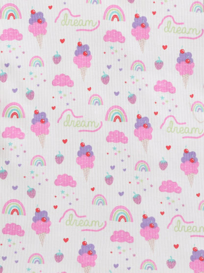 Girls Frill Sleeve T-Shirt - Ice Cream AOP
