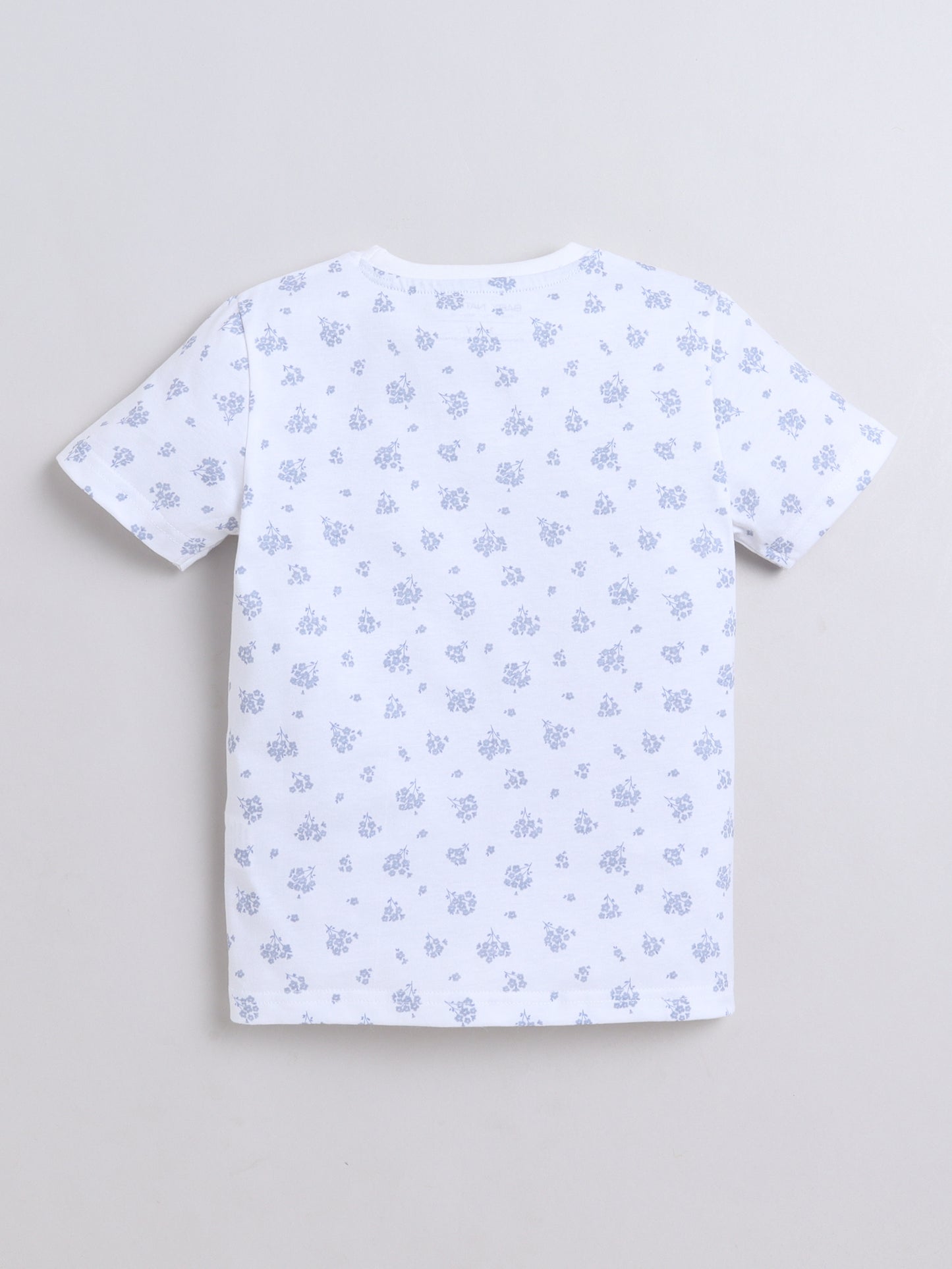 Baby Nation Cotton Knit Half Sleeve Coord Short Set -White Flower