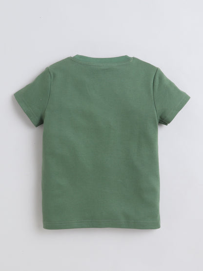 Baby Nation Cotton Knit Half Sleeves Sunshine Printed T-Shirt - Green