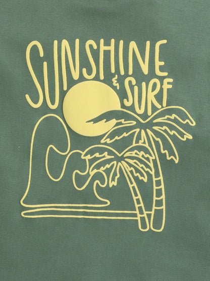 Baby Nation Cotton Knit Half Sleeves Sunshine Printed T-Shirt - Green