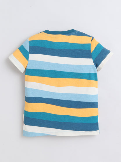 Baby Nation Cotton Knit Half Sleeves  Printed T-Shirt - Multi Color
