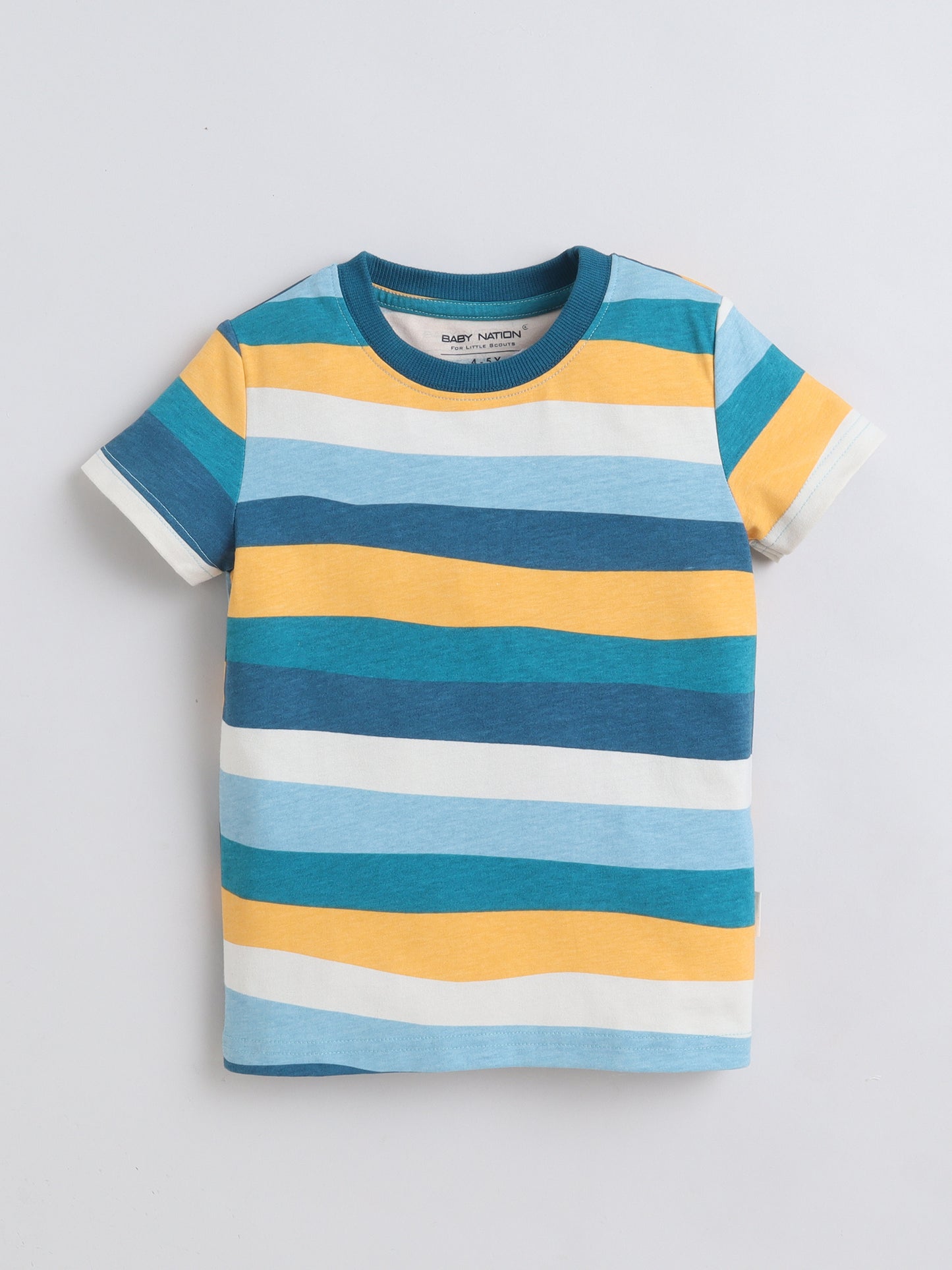 Baby Nation Cotton Knit Half Sleeves  Printed T-Shirt - Multi Color