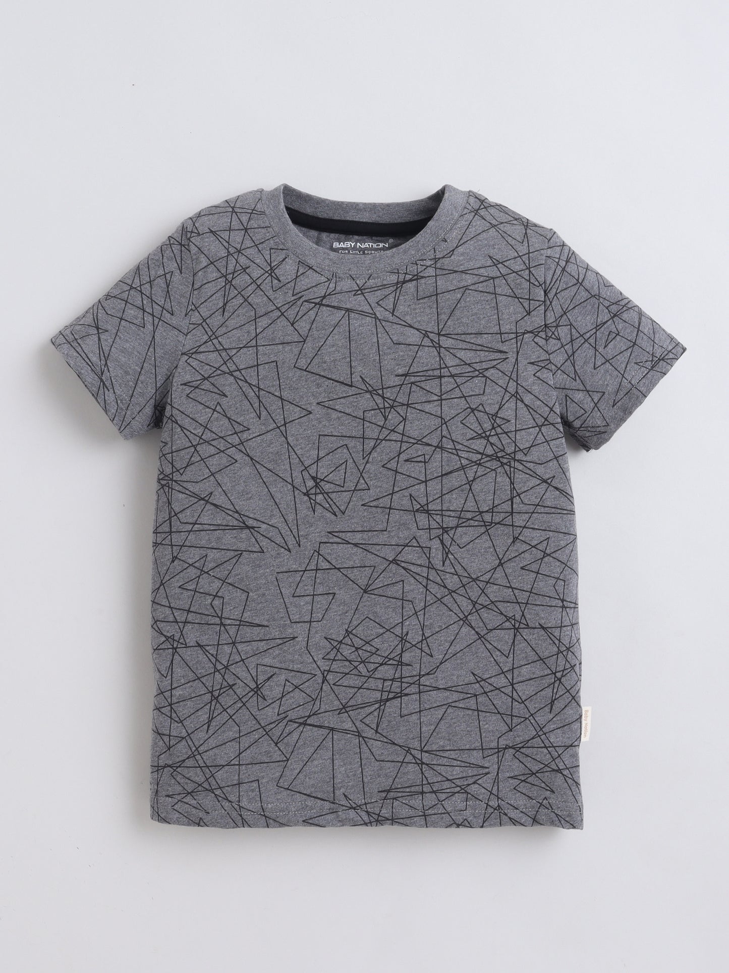 Baby Nation Cotton Knit Half Sleeves Fox Printed T-shirt - Grey