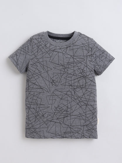 Baby Nation Cotton Knit Half Sleeves Fox Printed T-shirt - Grey