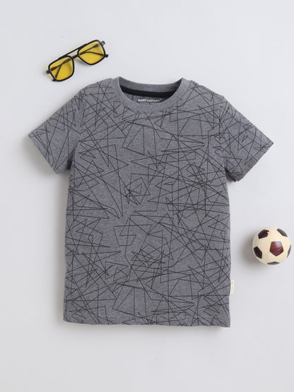 Baby Nation Cotton Knit Half Sleeves Fox Printed T-shirt - Grey