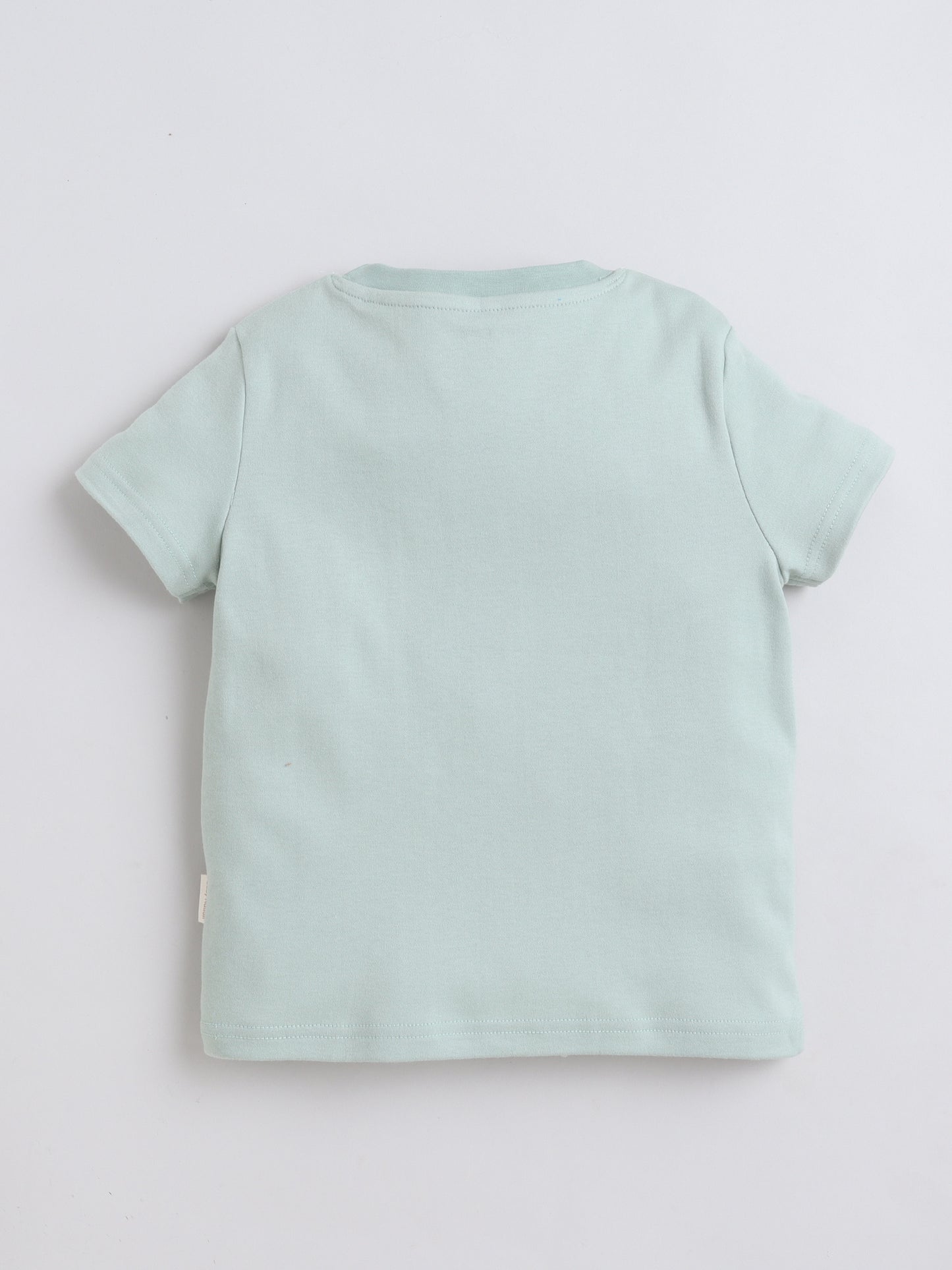 Baby Nation Cotton Knit Half Sleeves Fish Printed T-Shirt - Light green