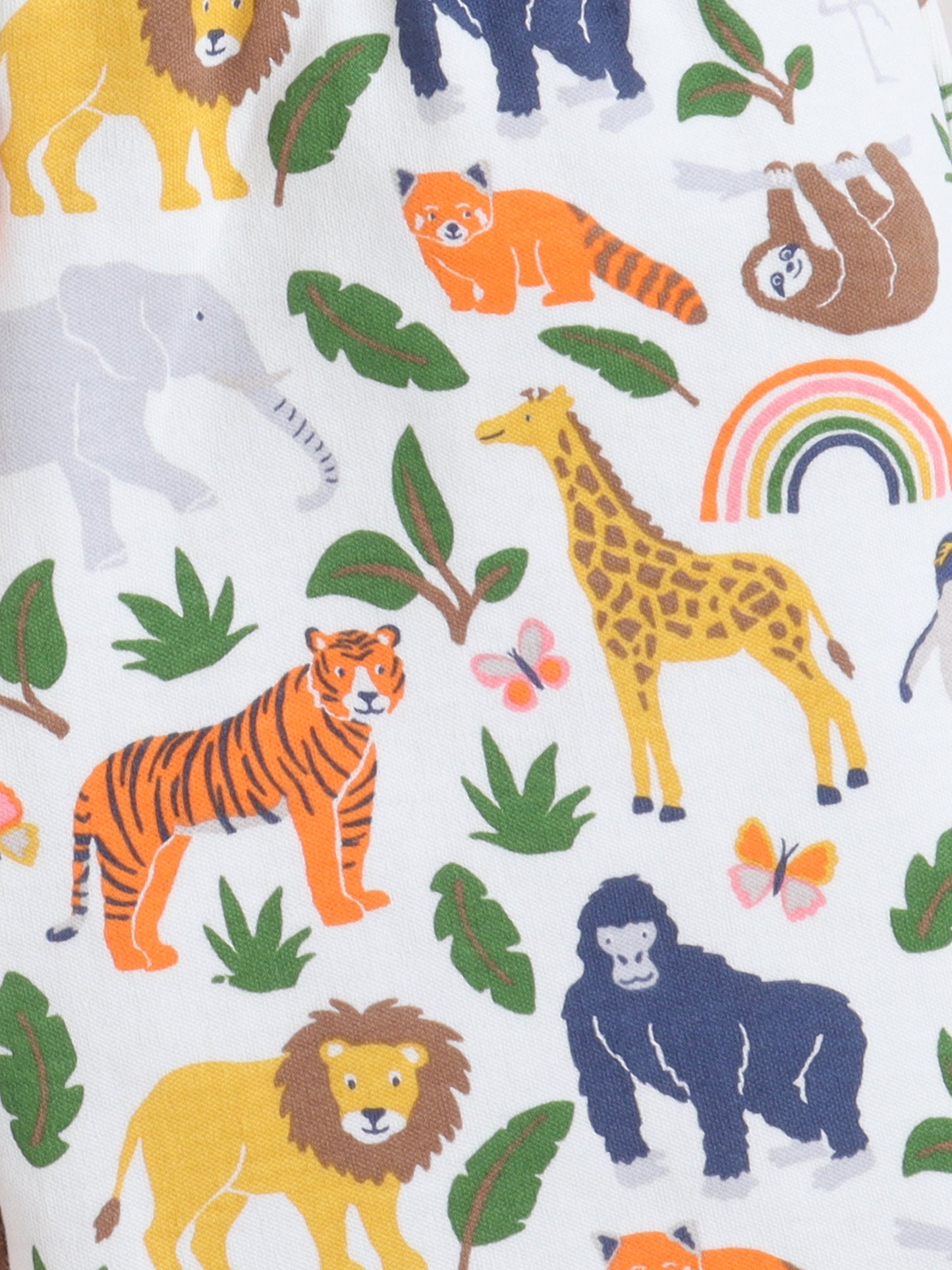 Baby Nation Cotton Knit Half Sleeves Wild Animals Printed Coordinating Shorts Set - White