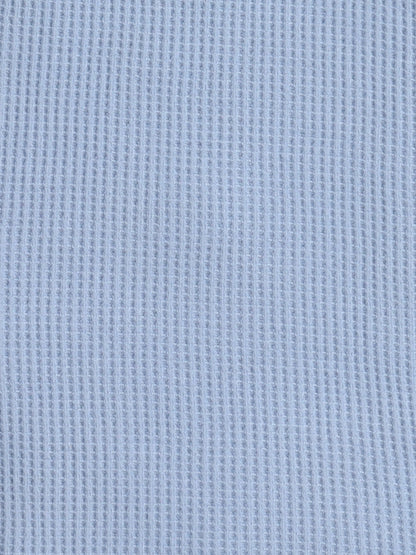 Baby Nation Cotton Knit Half Sleeves Blue Waffle Solid Coordinating Shorts Set - Blue