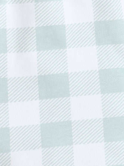 Baby Nation Cotton Knit Half Sleeves Checks Printed Coordinating Shorts Set - Light Grey