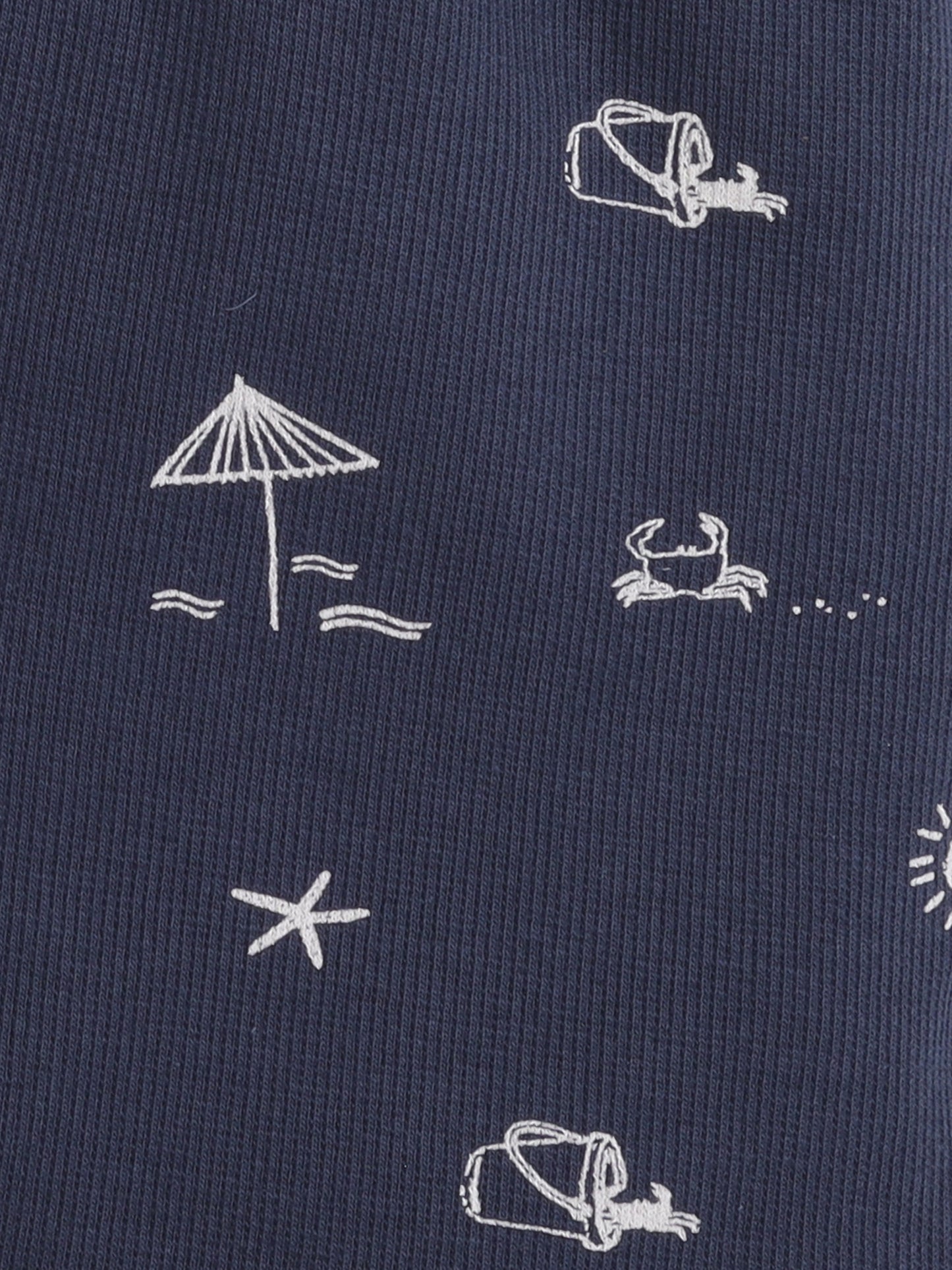 Baby Nation Cotton Knit Half Sleeves Beach Theme Printed Coordinating Shorts Set - Navy