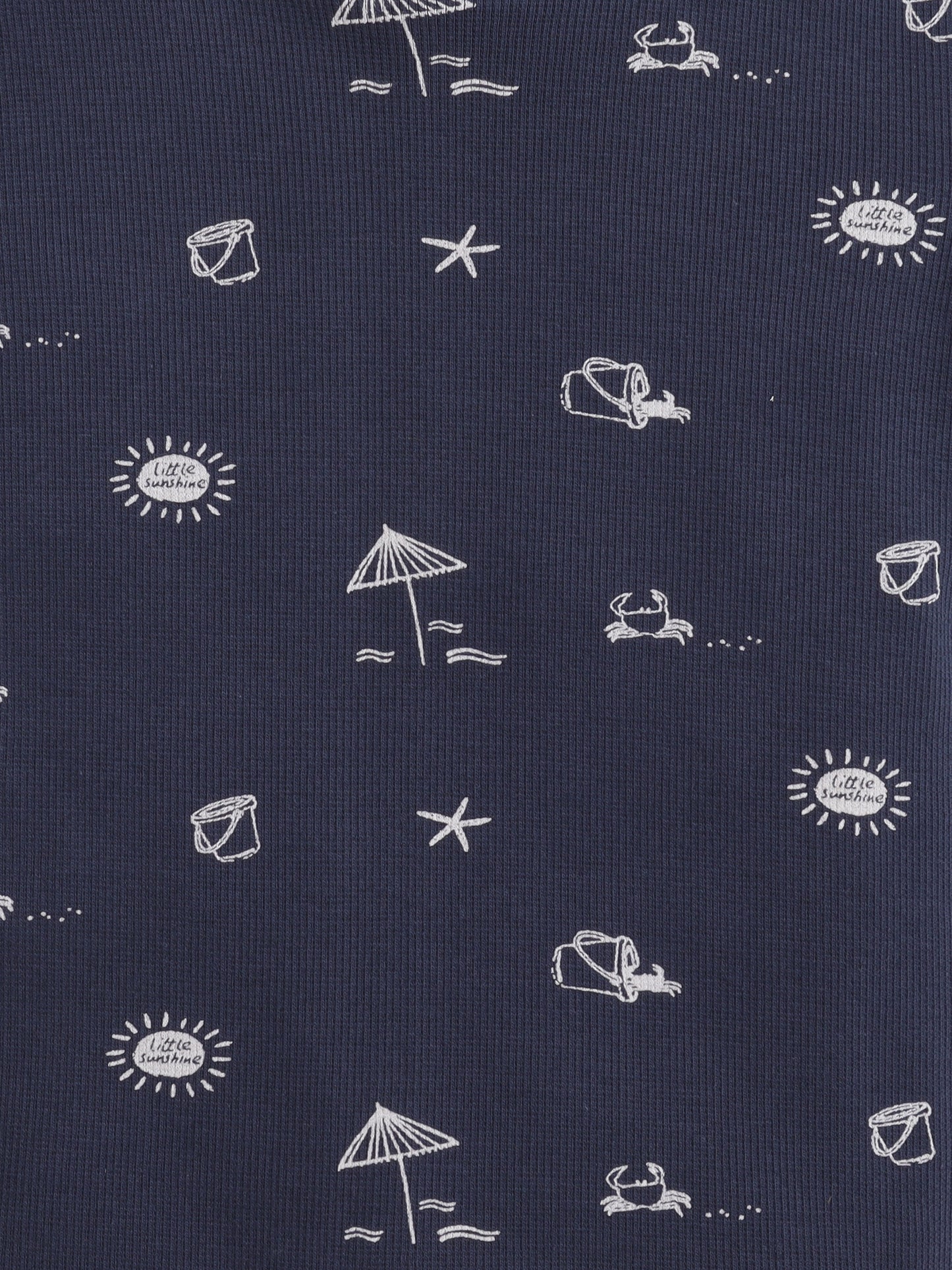 Baby Nation Cotton Knit Half Sleeves Beach Theme Printed Coordinating Shorts Set - Navy