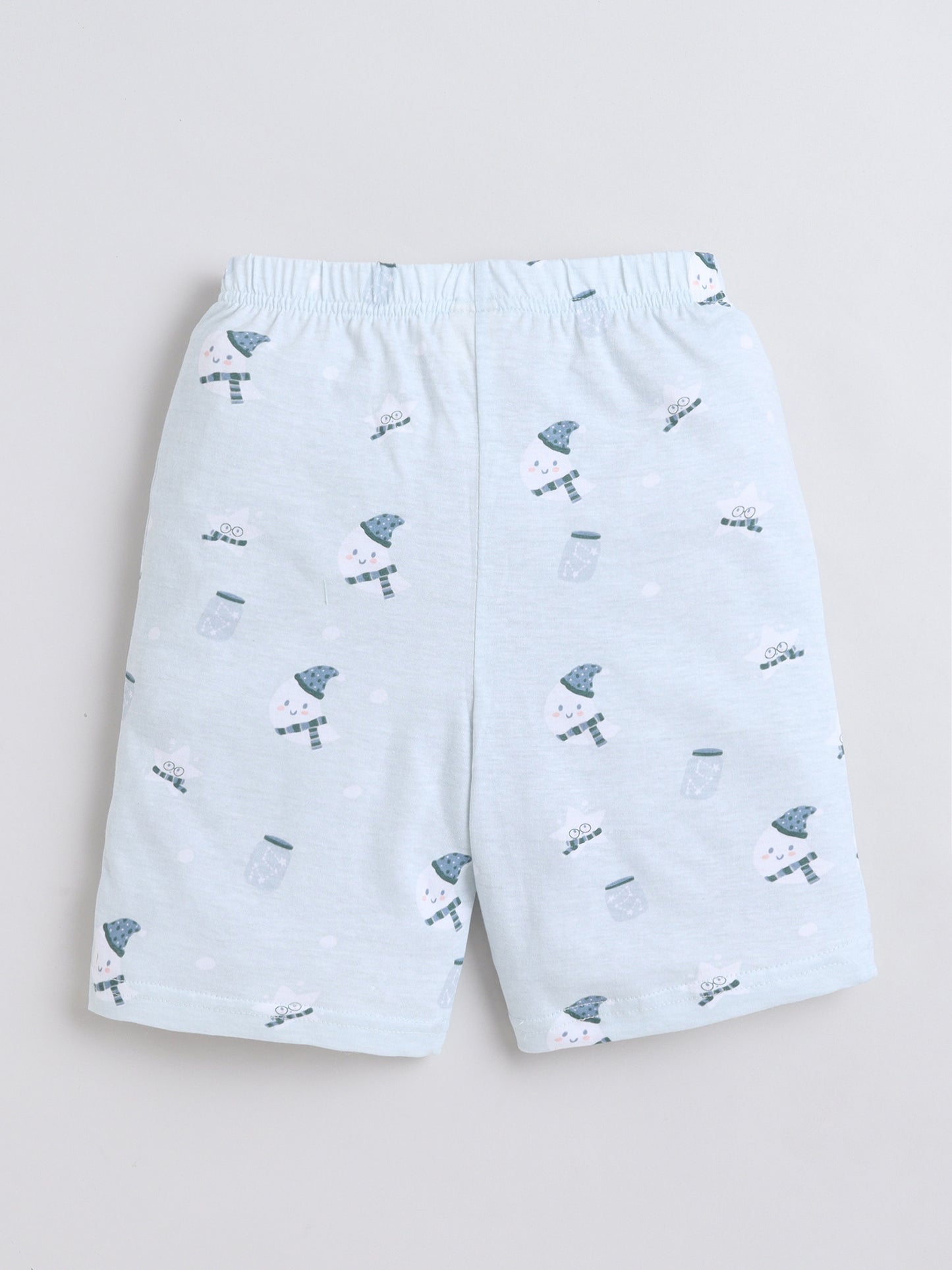 Baby Nation Cotton Knit Half Sleeves Baby Rat Printed Coordinating Shorts Set - Light Green