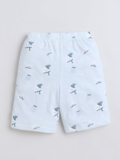Baby Nation Cotton Knit Half Sleeves Baby Rat Printed Coordinating Shorts Set - Light Green
