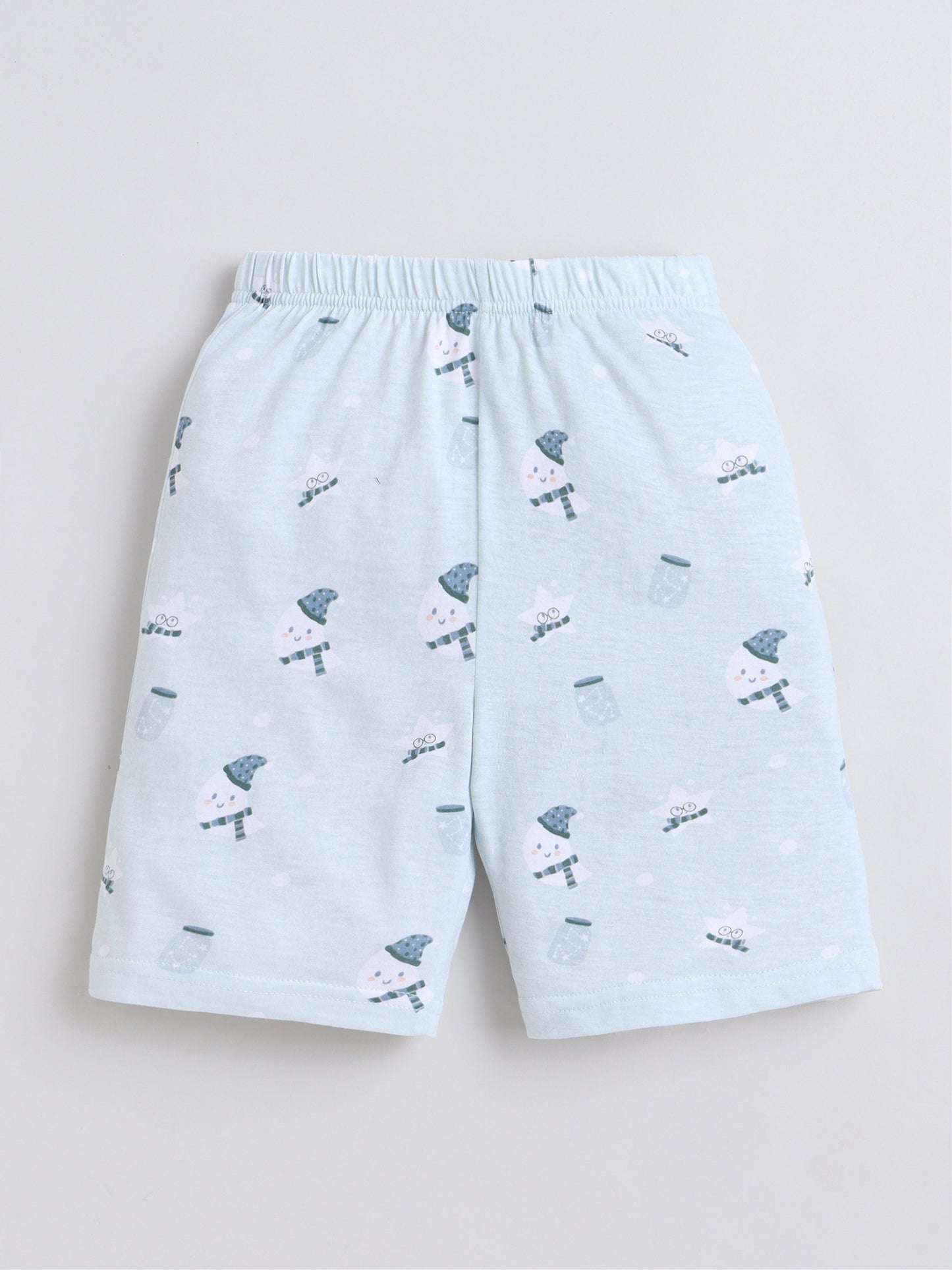 Baby Nation Cotton Knit Half Sleeves Baby Rat Printed Coordinating Shorts Set - Light Green