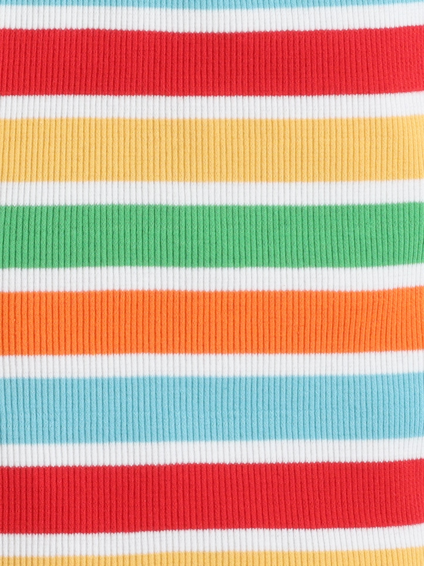 Baby Nation Cotton Knit Half Sleeves Rainbow Striped Coordinating Shorts Set - Multi Color