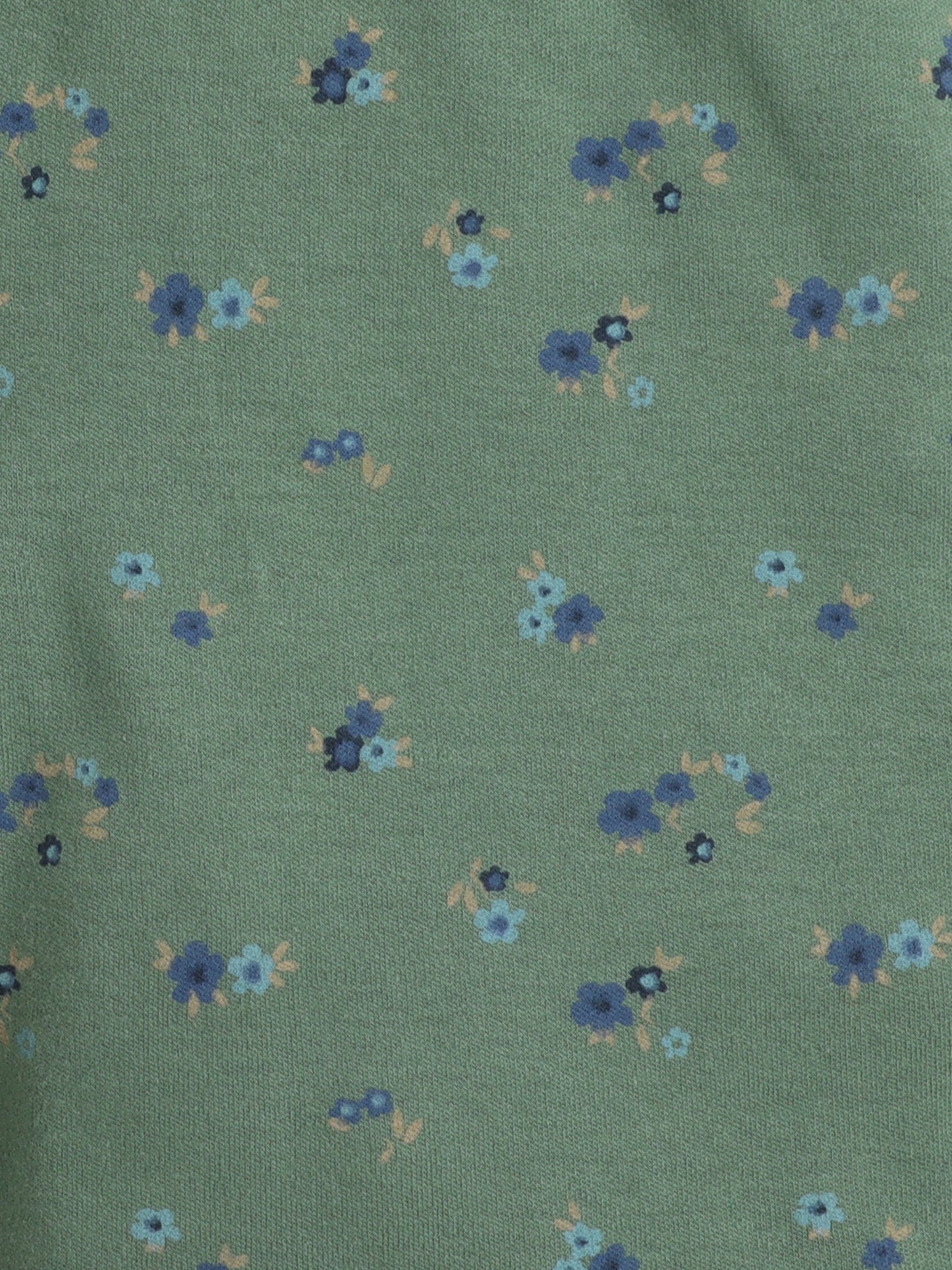 Baby Nation Cotton Knit Half Sleeves Flower Bunch Printed Coordinating Shorts Set - Green