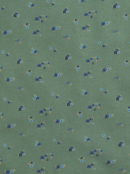 Baby Nation Cotton Knit Half Sleeves Flower Bunch Printed Coordinating Shorts Set - Green